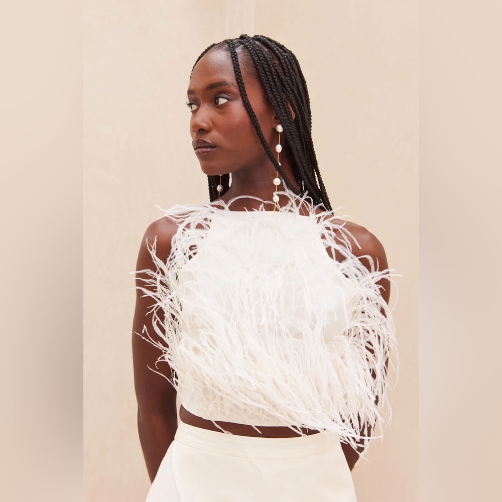 Cult Gaia Joey Feather Embellished Top